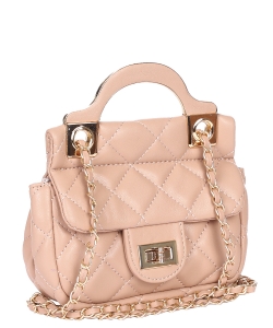 Quilted Fashion Satchel Handbag 6740 APRICOT